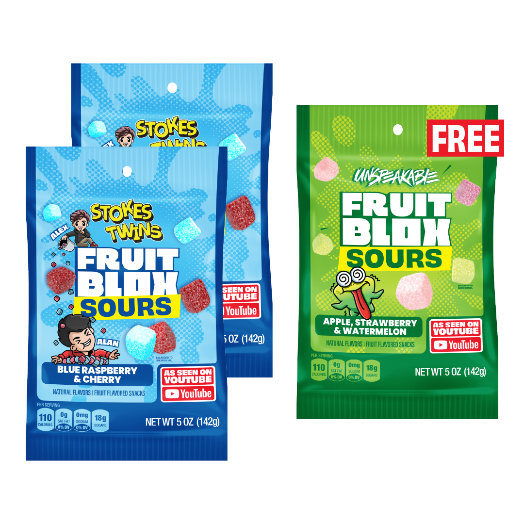 FruitBlox Sours Stokes Twins 5oz x 2 - PLUS FruitBlox Sours Unspeakabl