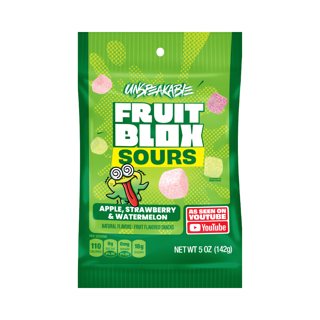 FruitBlox Sour Unspeakable Apple Strawberry Watermelon, 5oz Bag