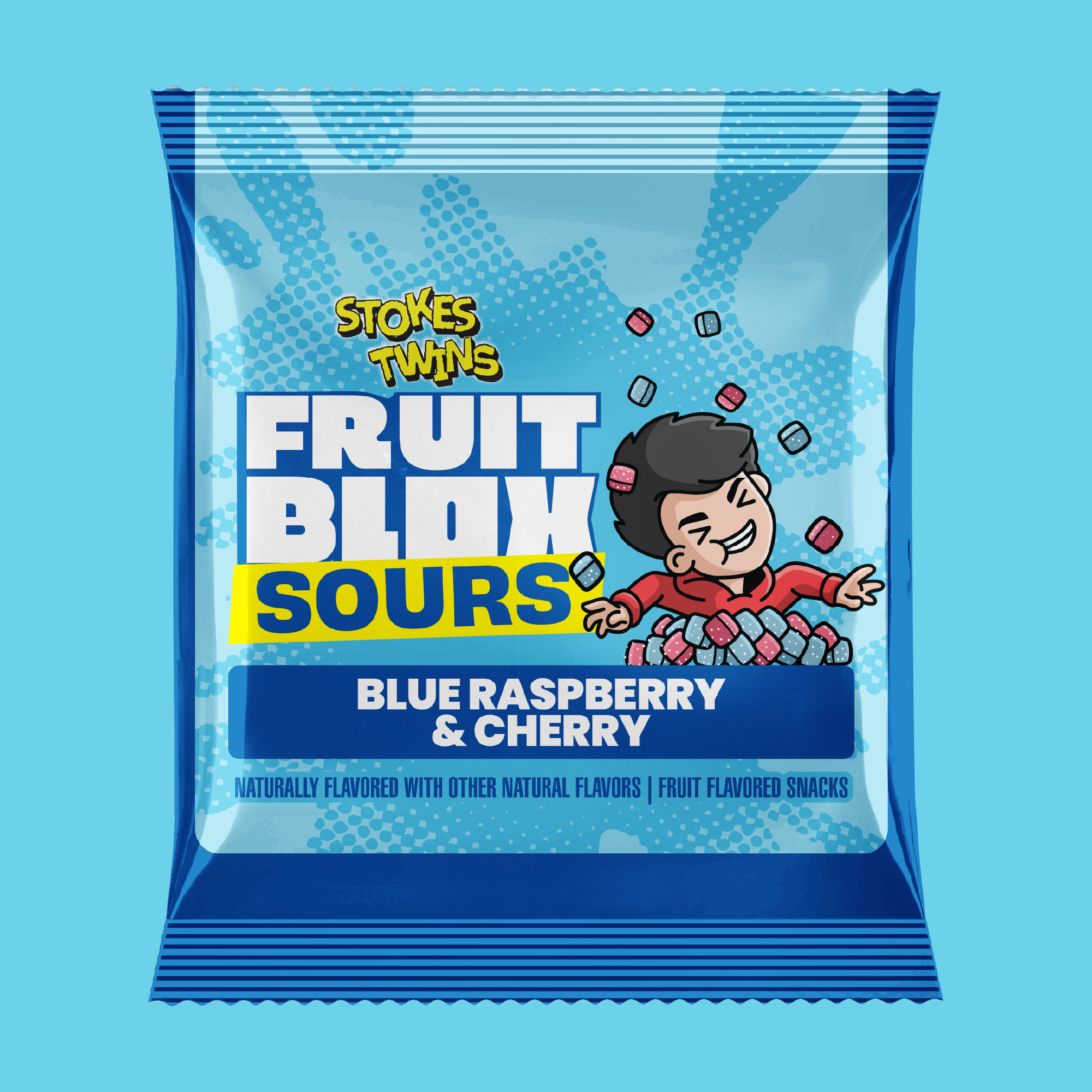 FruitBlox Sours Stokes Twins Blue Raspberry & Cherry Fruit Snacks, 132 Count