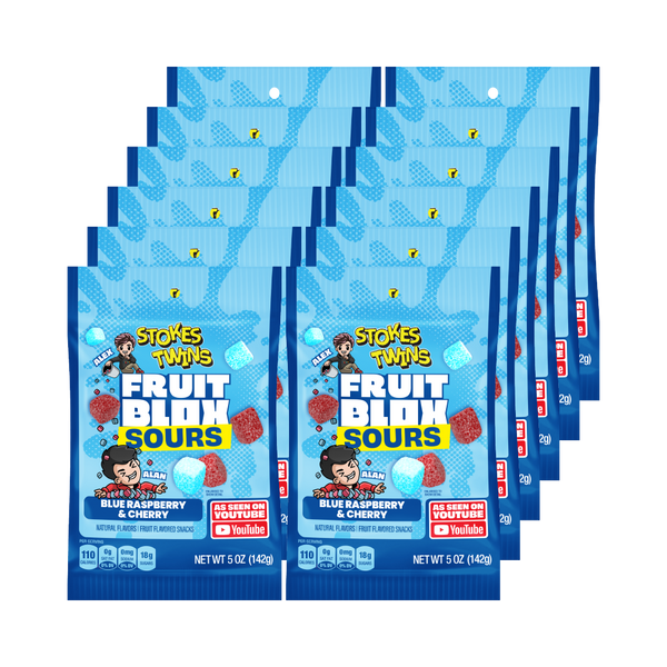 FruitBlox Sours Stokes Twins Blue Raspberry & Cherry Fruit Snacks, 12
