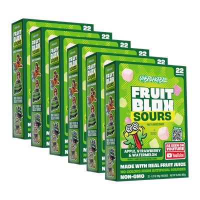 FruitBlox Sours Unspeakable Apple Strawberry Watermelon Fruit Snacks, 132 Count