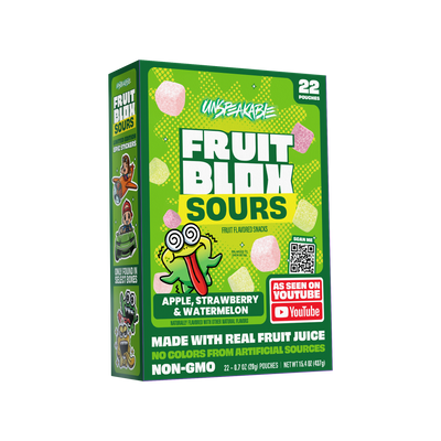 FruitBlox Sours Unspeakable Apple Strawberry Watermelon Fruit Snacks, 22 Count