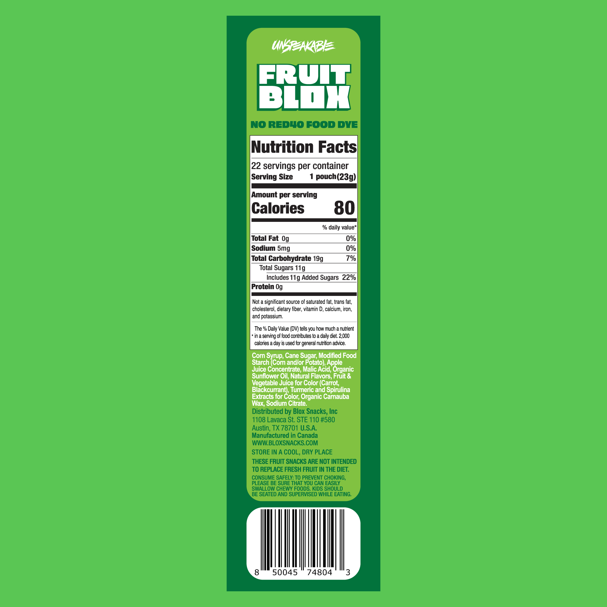 FruitBlox Unspeakable Apple Strawberry Fruit Snacks, 22 Count