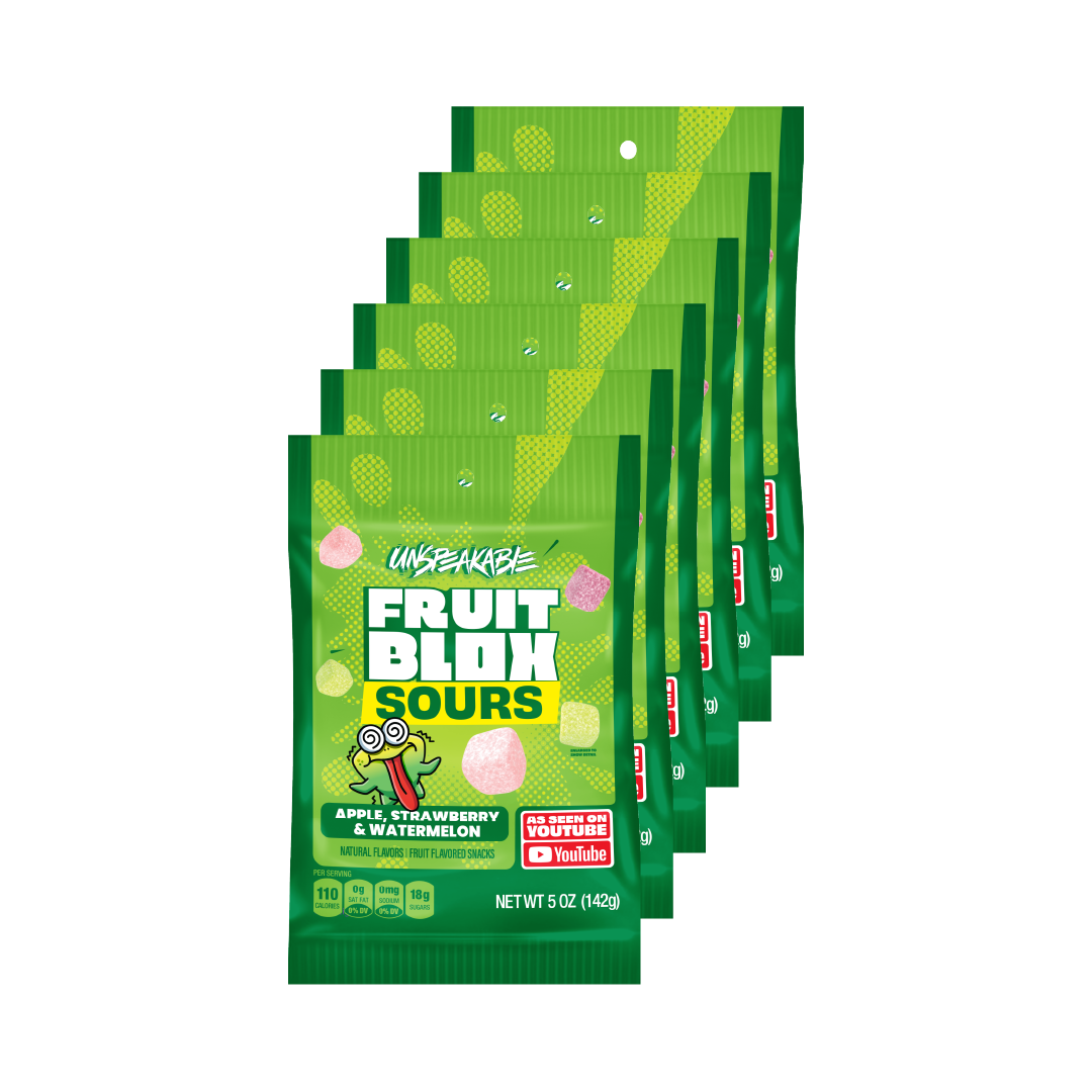 FruitBlox Sour Unspeakable Apple Strawberry Watermelon, 6 x 5oz Bags