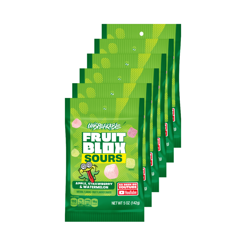 FruitBlox Sour Unspeakable Apple Strawberry Watermelon, 6 x 5oz Bags